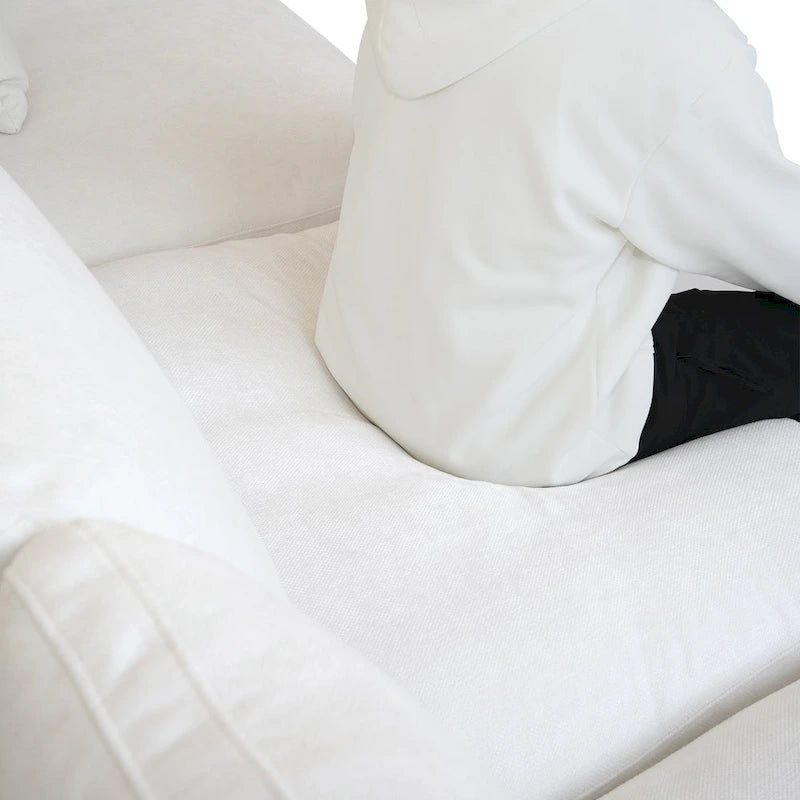 Minimalist Linen Sectional Sofa Cloud Couch, L-Shape Deep Seat Couch with Cushions