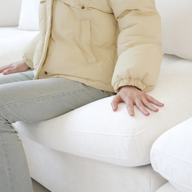 Minimalist Linen Sectional Sofa Cloud Couch, L-Shape Deep Seat Couch with Cushions
