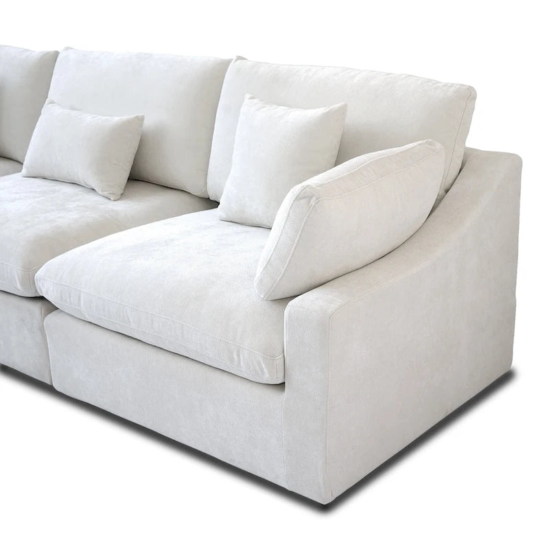 Minimalist Linen Sectional Sofa Cloud Couch, L-Shape Deep Seat Couch with Cushions