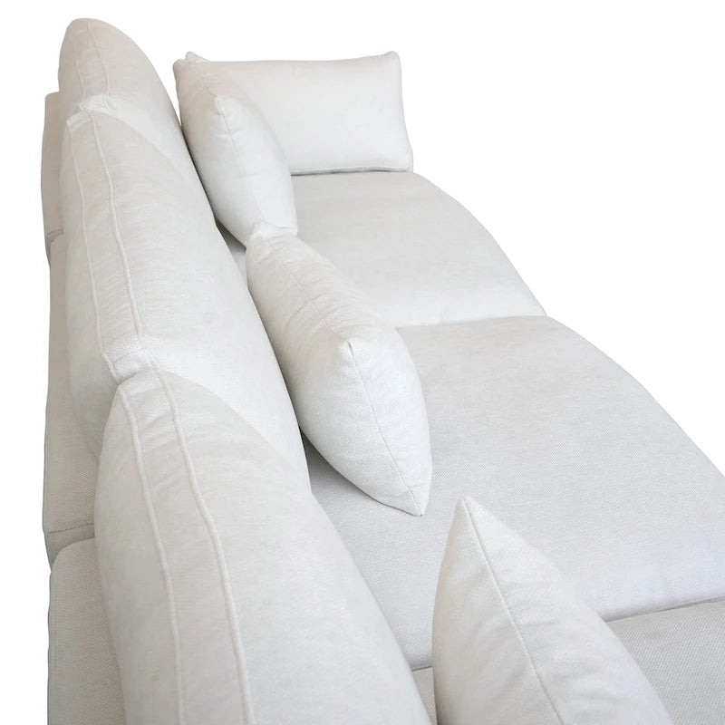 Minimalist Linen Sectional Sofa Cloud Couch, L-Shape Deep Seat Couch with Cushions