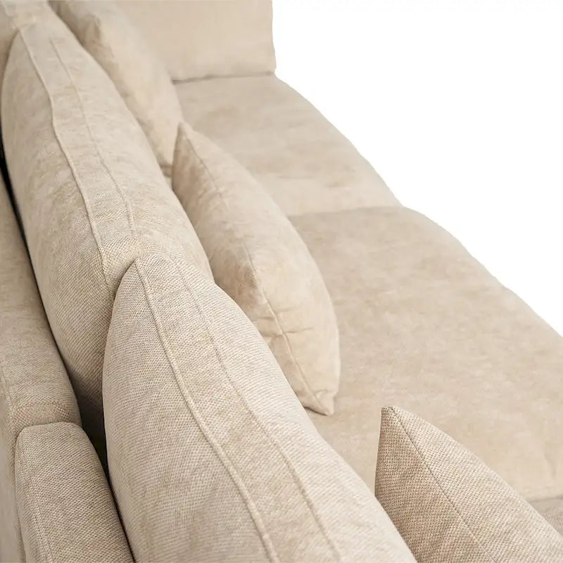 Minimalist Linen Sectional Sofa Cloud Couch, L-Shape Deep Seat Couch with Cushions