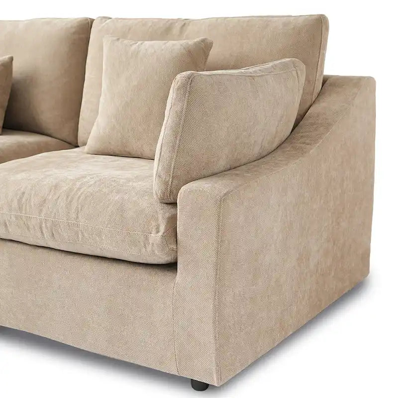 Minimalist Linen Sectional Sofa Cloud Couch, L-Shape Deep Seat Couch with Cushions