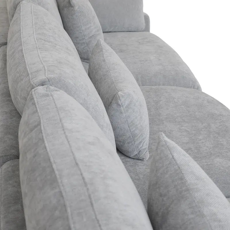 Minimalist Linen Sectional Sofa Cloud Couch, L-Shape Deep Seat Couch with Cushions