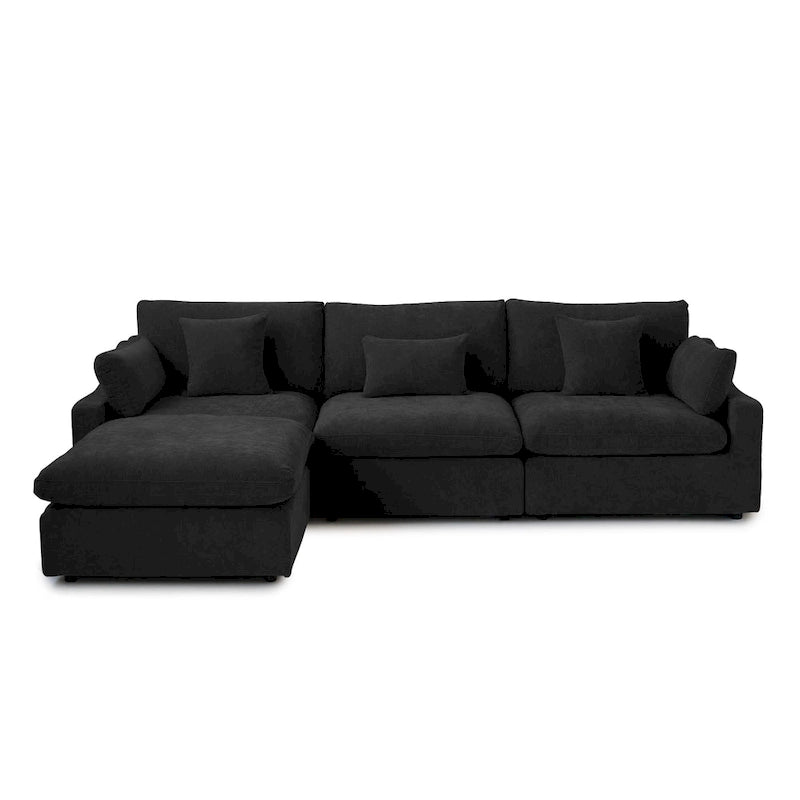 Minimalist Linen Sectional Sofa Cloud Couch, L-Shape Deep Seat Couch with Cushions