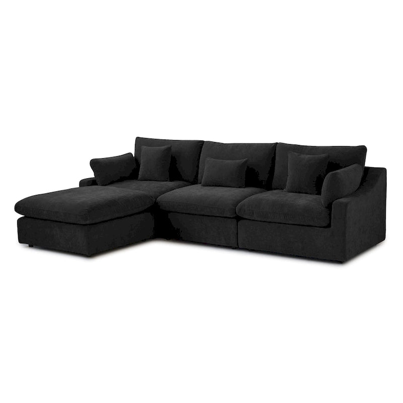 Minimalist Linen Sectional Sofa Cloud Couch, L-Shape Deep Seat Couch with Cushions