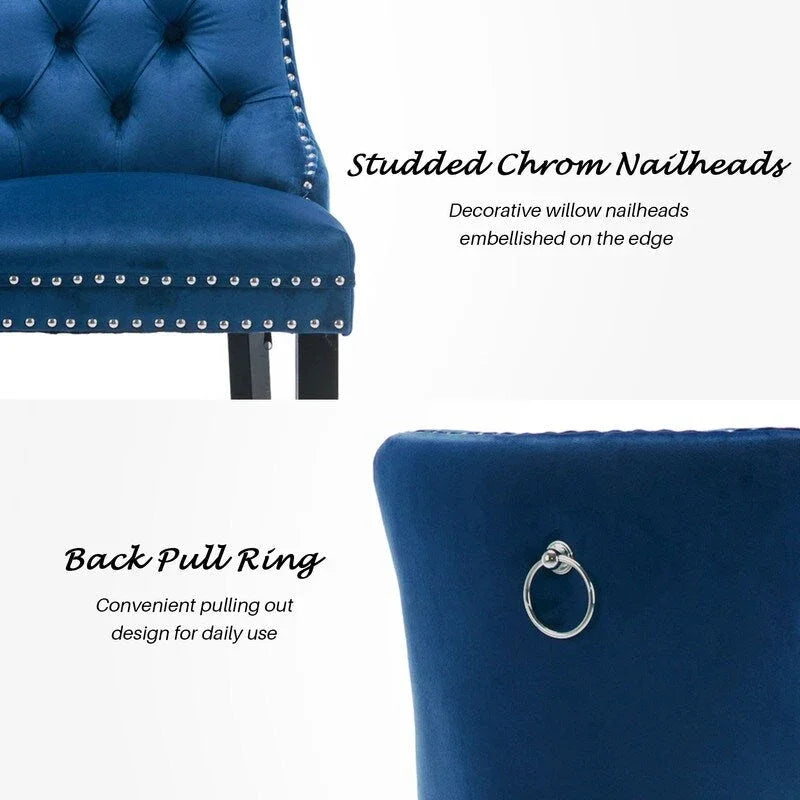 Contemporary Velvet Upholstered Counter Bar Stools Set of 6