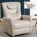 Leatheraire Swivel and Rocker Power Recliner Chair, Modern Single Recliner w/Lumbar & Neck Support Pillow, USB and Type-C Ports
