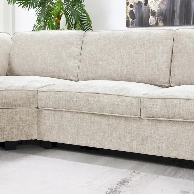 U Shaped Sectional Sofa, Chenille Corner Couch Set with Cup Holders
