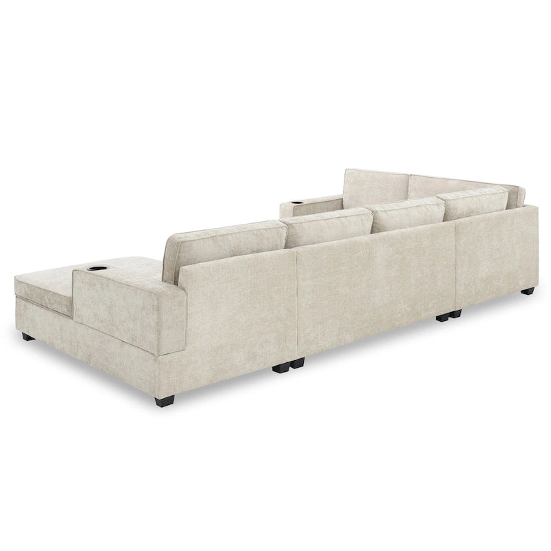 U Shaped Sectional Sofa, Chenille Corner Couch Set with Cup Holders