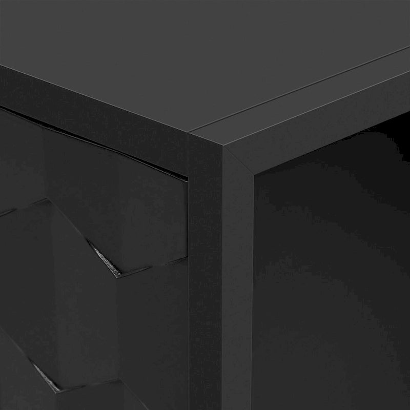 4-Door Sideboard with Honeycomb Patterned Doors, Painted Finish Storage Cabinet with Vintage Metal Handles for Study