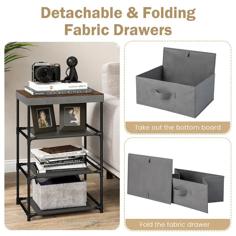 Gymax 2PCS 3 Drawers Dresser Fabric Storage Tower Organizer Unit Tall