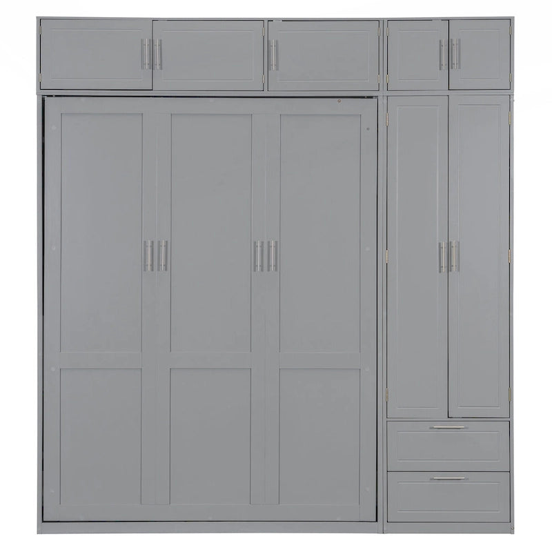 Versatile Queen Size Murphy Bed with Integrated Storage and Foldable Design for Space Optimization