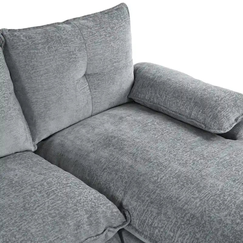 Modern Chenille U-shaped Sectional Sofa with Adjustable Armrest Pillows for Living Room