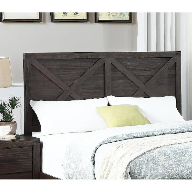 Rustic Contemporary Espresso 1pc Queen Size Bed Wooden X-Design HB Unique Look Bedroom Furniture