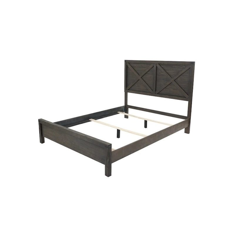 Rustic Contemporary Espresso 1pc Queen Size Bed Wooden X-Design HB Unique Look Bedroom Furniture