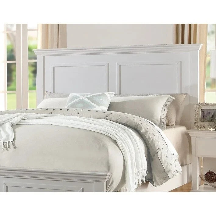 White Color Eastern King Size Bed Bedroom Furniture High Panel Headboard Footboard Plywood 1pc Bedframe