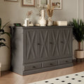 Solid Pine Wood Murphy Bed Chest Cube Cabinet Bed with Charging Station and Large Storage Drawer