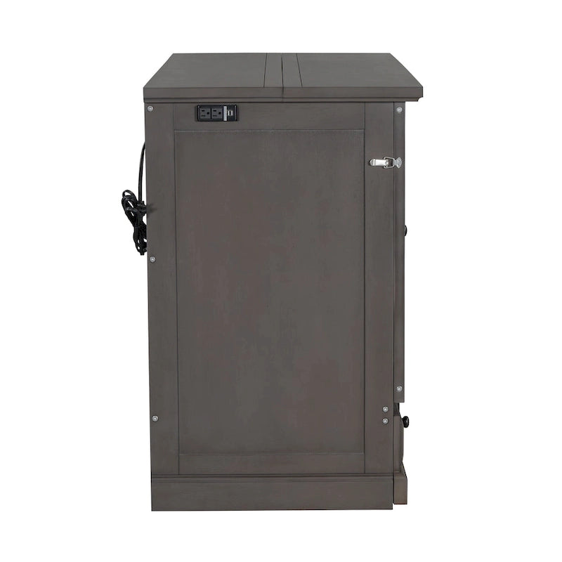 Solid Pine Wood Murphy Bed Chest Cube Cabinet Bed with Charging Station and Large Storage Drawer