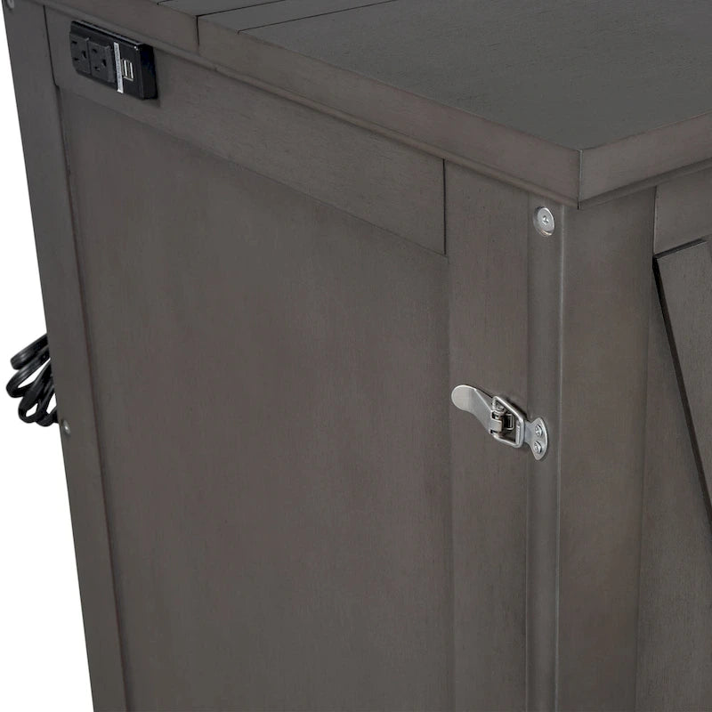 Solid Pine Wood Murphy Bed Chest Cube Cabinet Bed with Charging Station and Large Storage Drawer