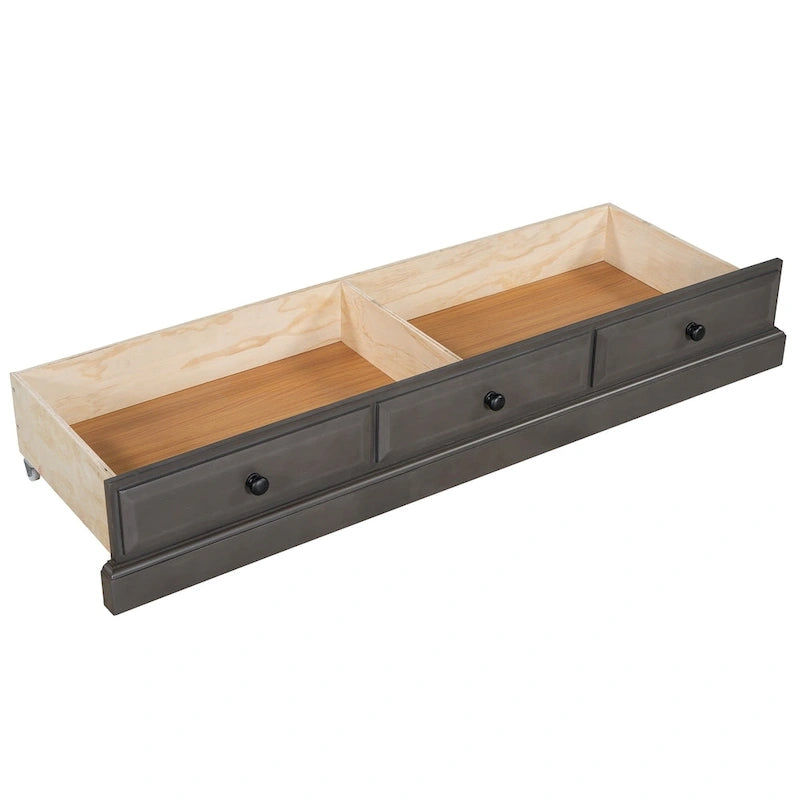 Solid Pine Wood Murphy Bed Chest Cube Cabinet Bed with Charging Station and Large Storage Drawer