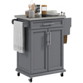 Kitchen Island on Wheels, Rolling Kitchen Cart with Stainless Steel Countertop, Drawer, Towel Rack and Spice Rack