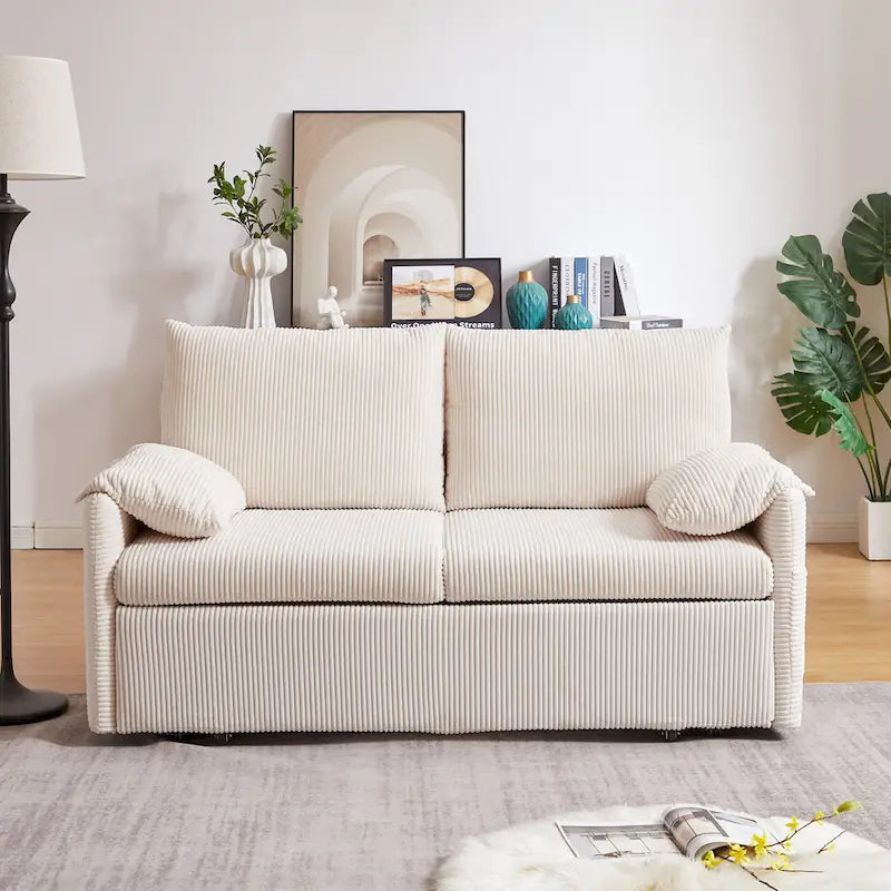 64.5 Loveseat Sofa with Pullout Bed,Corduroy Convertible Sleeper Sofa