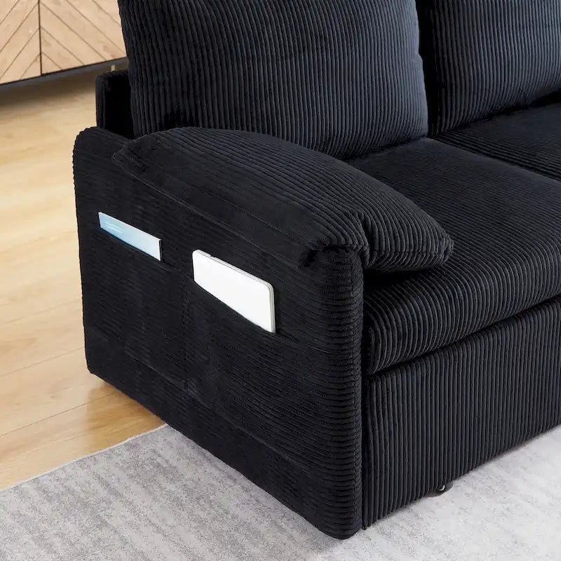 64.5 Loveseat Sofa with Pullout Bed,Corduroy Convertible Sleeper Sofa