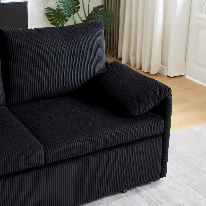 64.5 Loveseat Sofa with Pullout Bed,Corduroy Convertible Sleeper Sofa