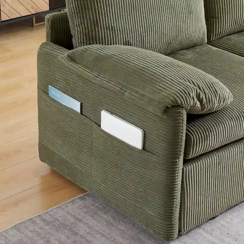 64.5 Loveseat Sofa with Pullout Bed,Corduroy Convertible Sleeper Sofa