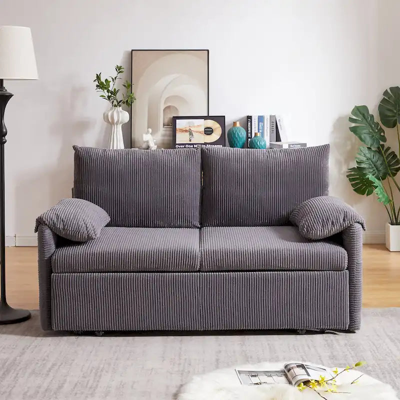 64.5 Loveseat Sofa with Pullout Bed,Corduroy Convertible Sleeper Sofa