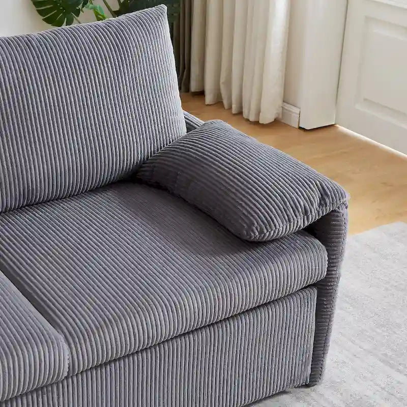 64.5 Loveseat Sofa with Pullout Bed,Corduroy Convertible Sleeper Sofa