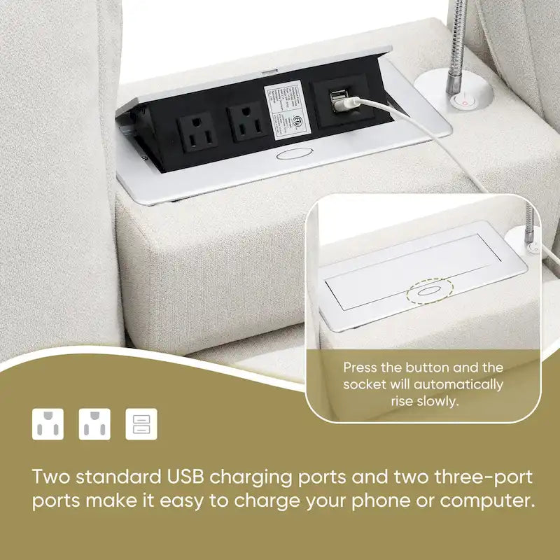 109 Chenille Modular Sectional Sofa with USB Console