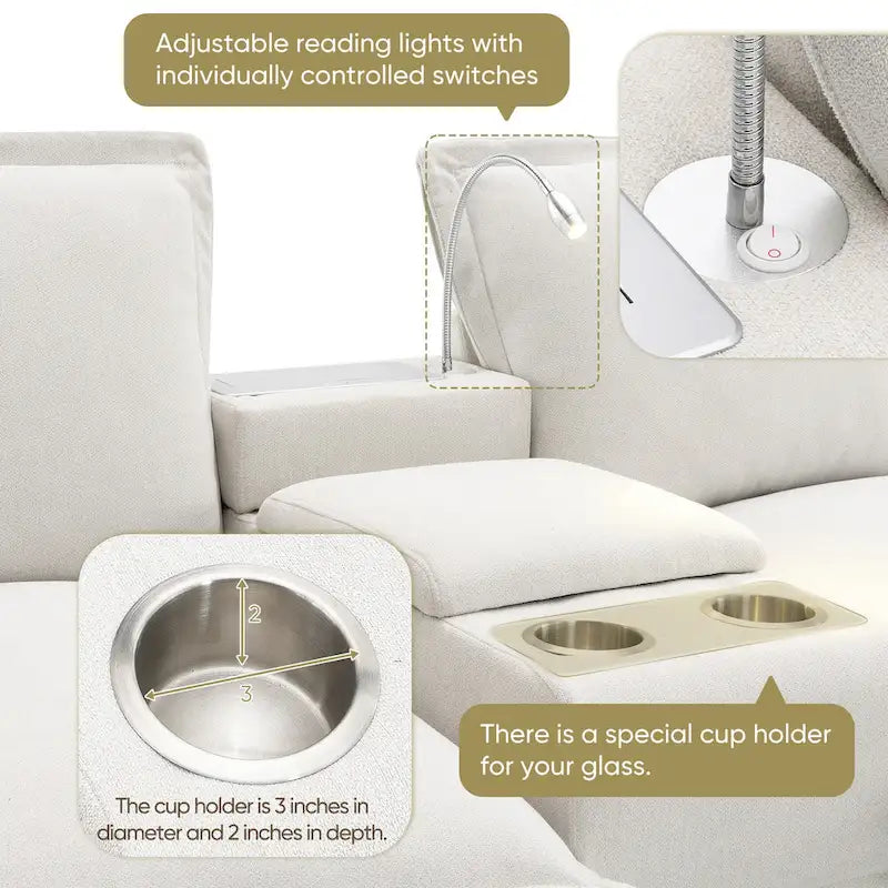 109 Chenille Modular Sectional Sofa with USB Console