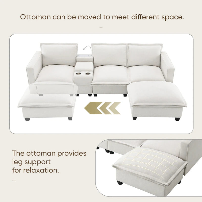 109 Chenille Modular Sectional Sofa with USB Console