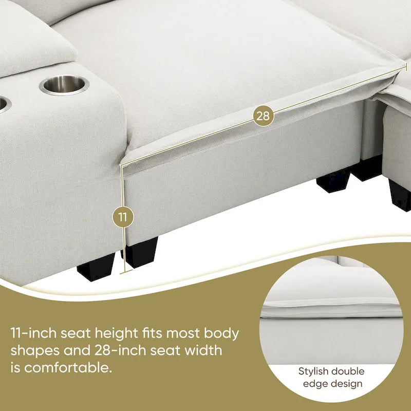 109 Chenille Modular Sectional Sofa with USB Console