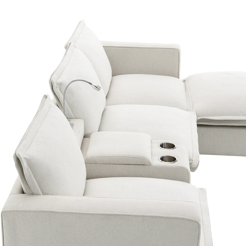 109 Chenille Modular Sectional Sofa with USB Console