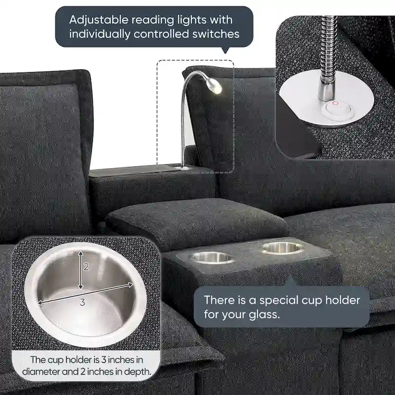 109 Chenille Modular Sectional Sofa with USB Console