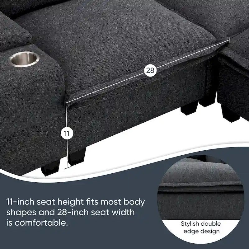 109 Chenille Modular Sectional Sofa with USB Console