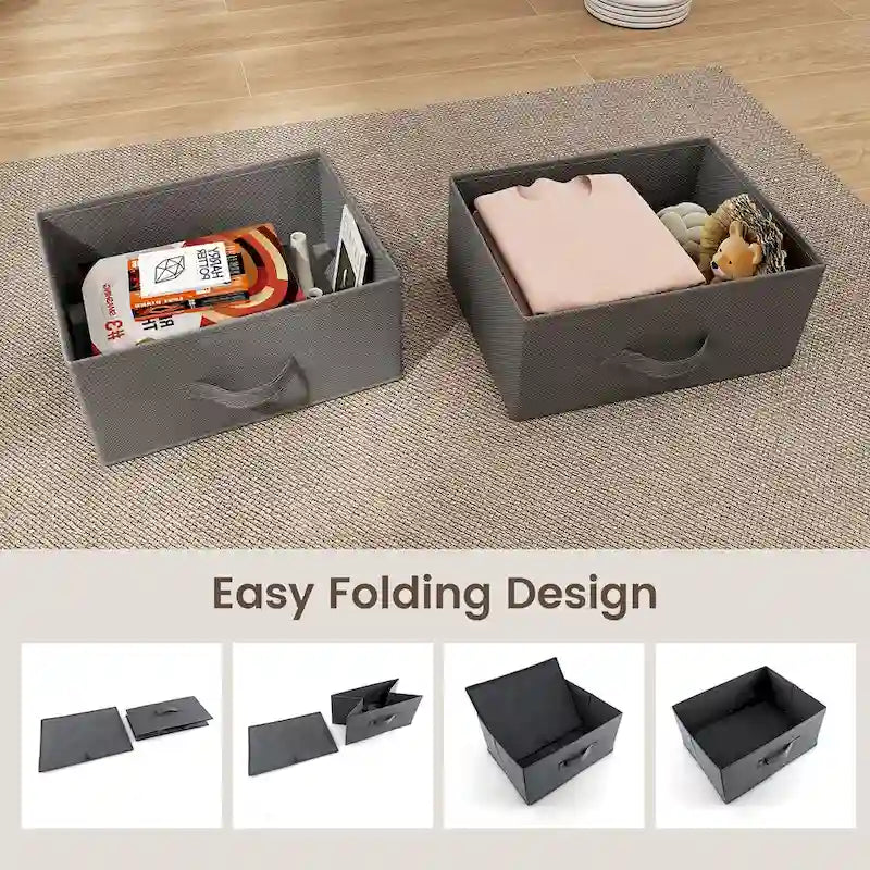 Gymax 2PCS 2 Drawer Dresser Fabric Storage Organizer Nightstand