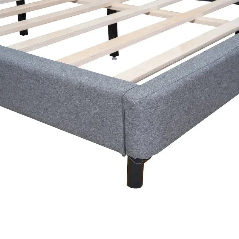 Queen Size Upholstered Platform Bed with LED Lights and U-Shaped Headboard