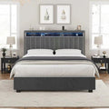 Luxury Gas Lift Storage Bed with LED Lights