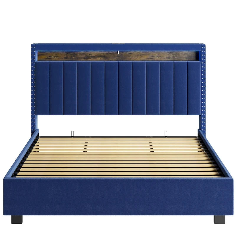 Luxury Gas Lift Storage Bed with LED Lights