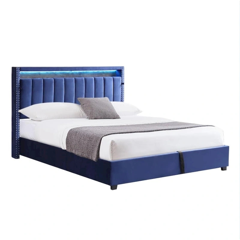 Luxury Gas Lift Storage Bed with LED Lights