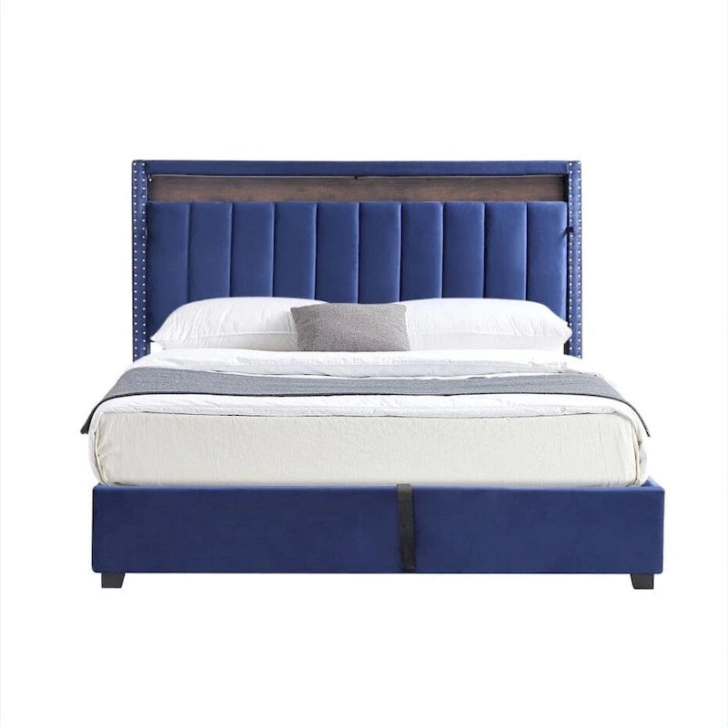 Luxury Gas Lift Storage Bed with LED Lights