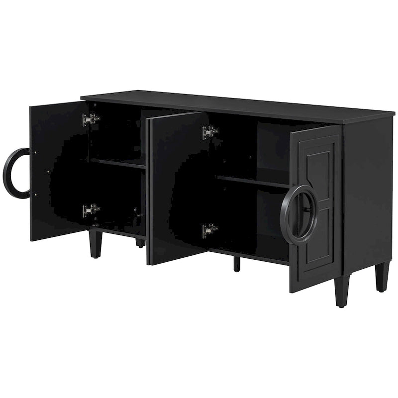 58.9 MDF Console Table With 4-Door And Round Ring Handles & 5-Leg Base