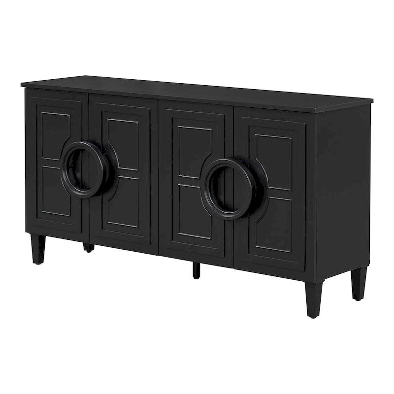 58.9 MDF Console Table With 4-Door And Round Ring Handles & 5-Leg Base