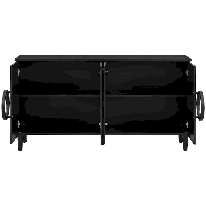 58.9 MDF Console Table With 4-Door And Round Ring Handles & 5-Leg Base
