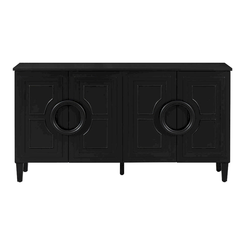 58.9 MDF Console Table With 4-Door And Round Ring Handles & 5-Leg Base