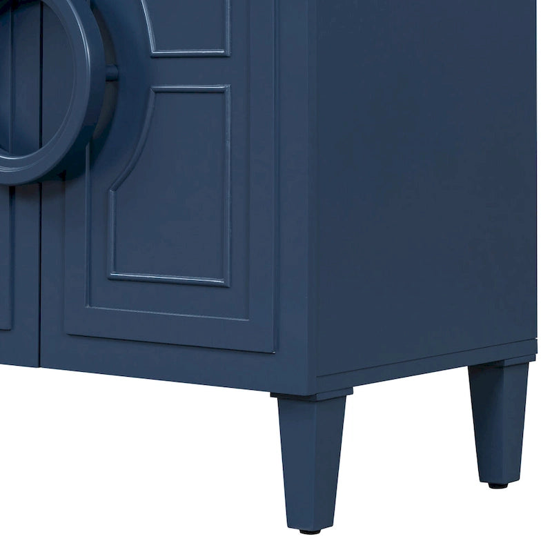 58.9 MDF Console Table With 4-Door And Round Ring Handles & 5-Leg Base