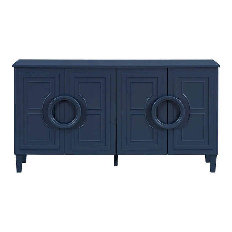 58.9 MDF Console Table With 4-Door And Round Ring Handles & 5-Leg Base